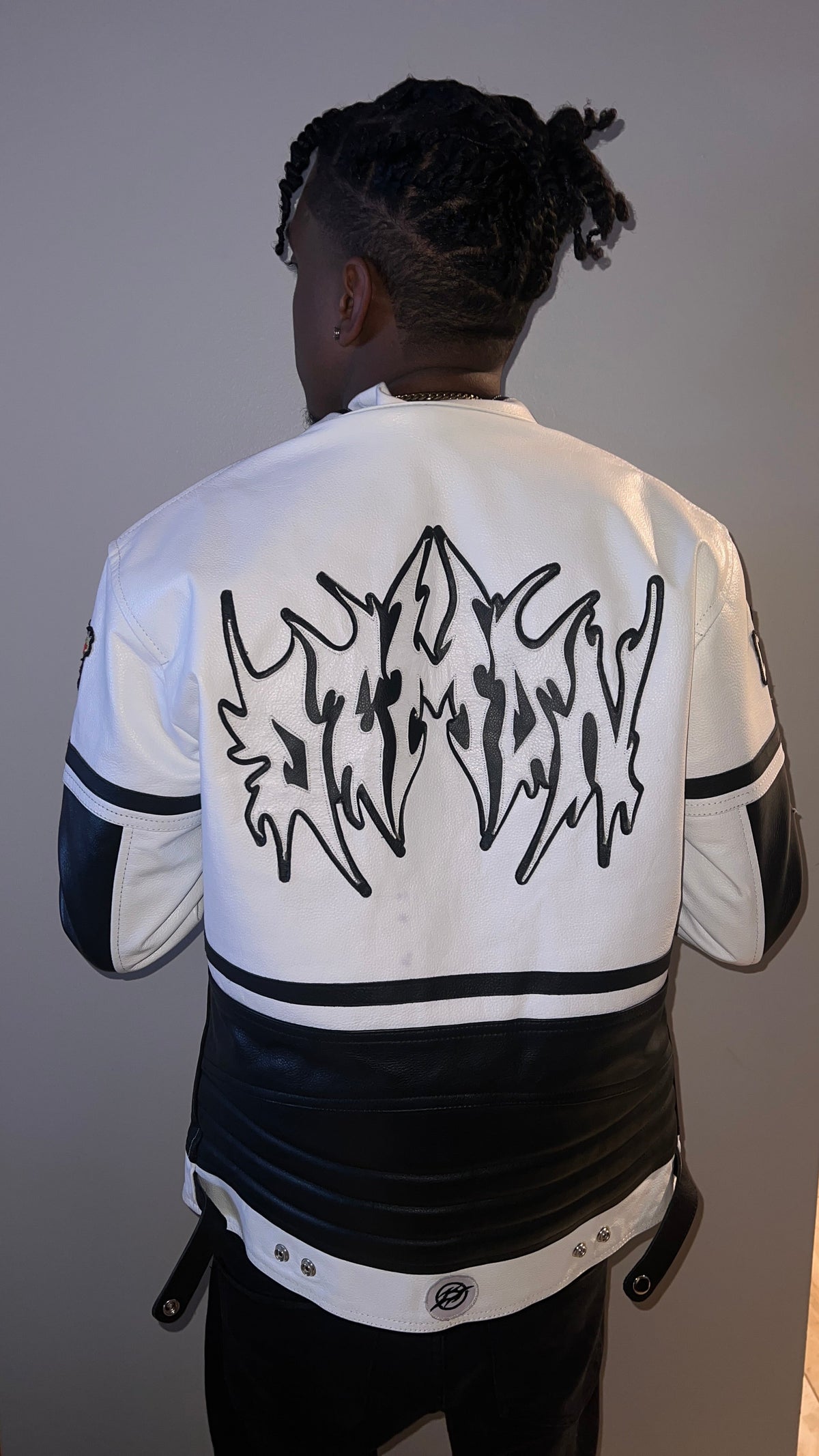 Racer Leather Jacket (White)