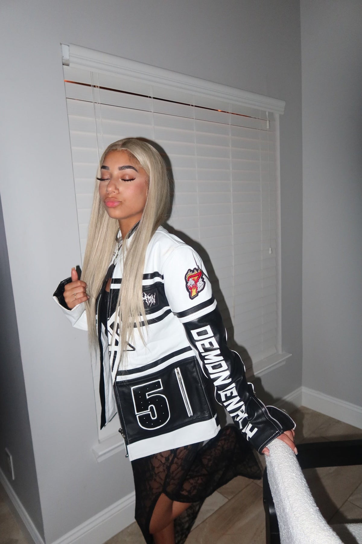 Racer Leather Jacket (White)