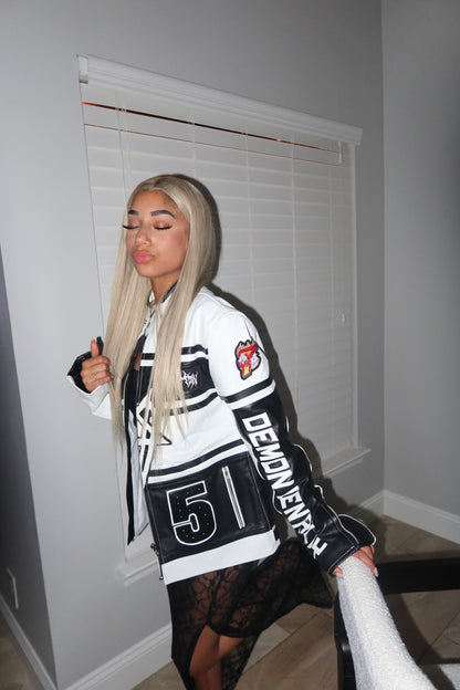 Racer Leather Jacket (White)