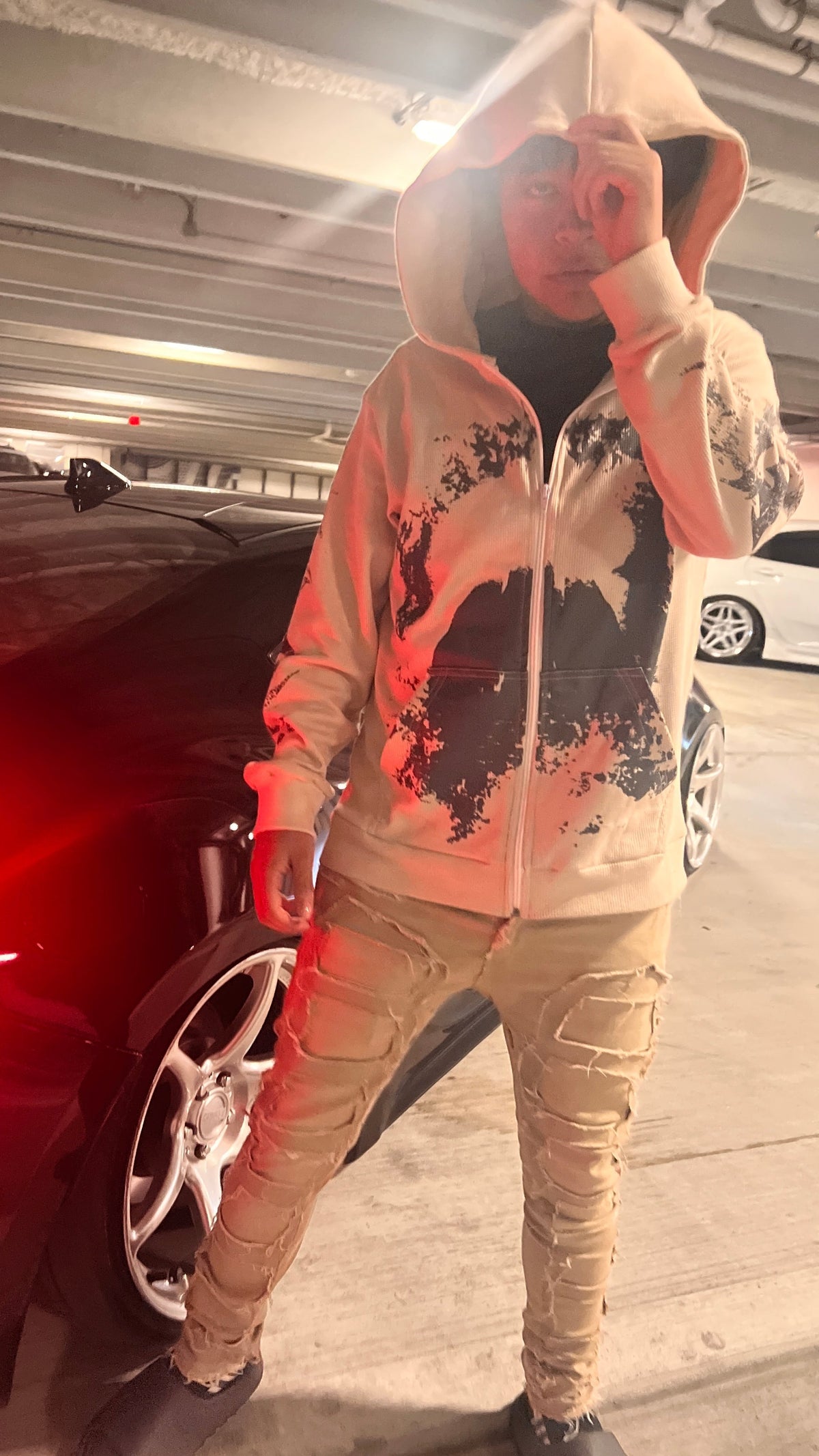 Dark Thermal Zip Up Hoodie