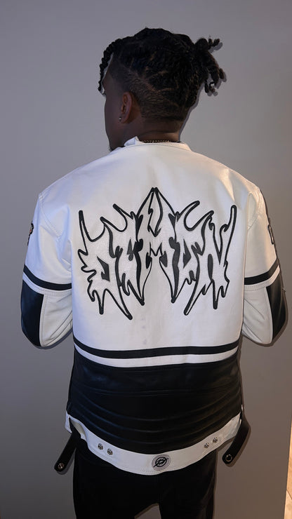Racer Leather Jacket (White)
