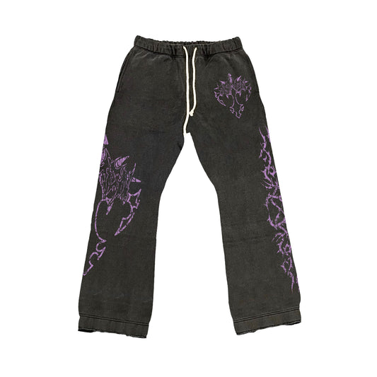 Purple Cross Flared Sweatpants