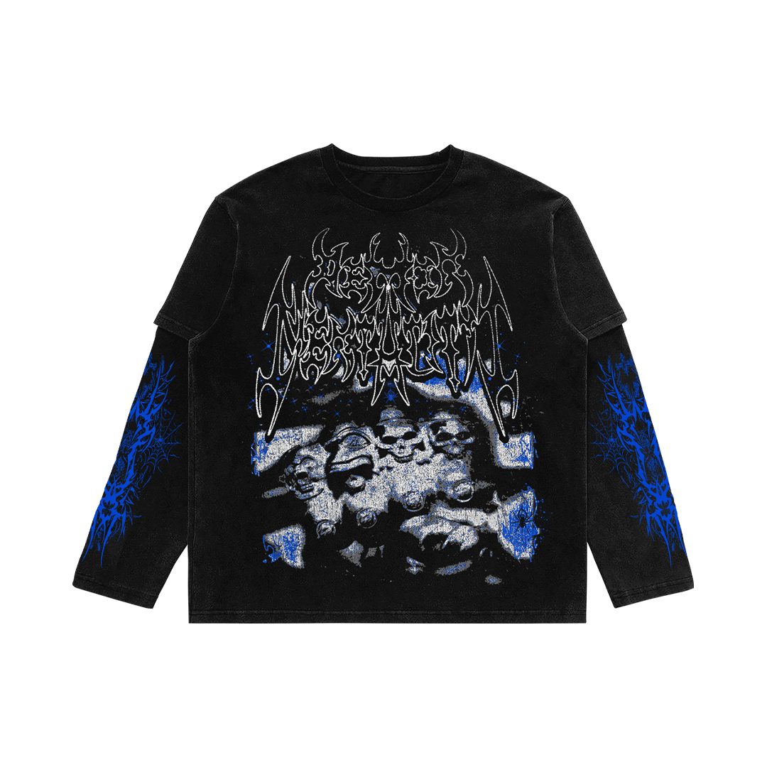 Double Layered Long Sleeve T-Shirt (Blue)