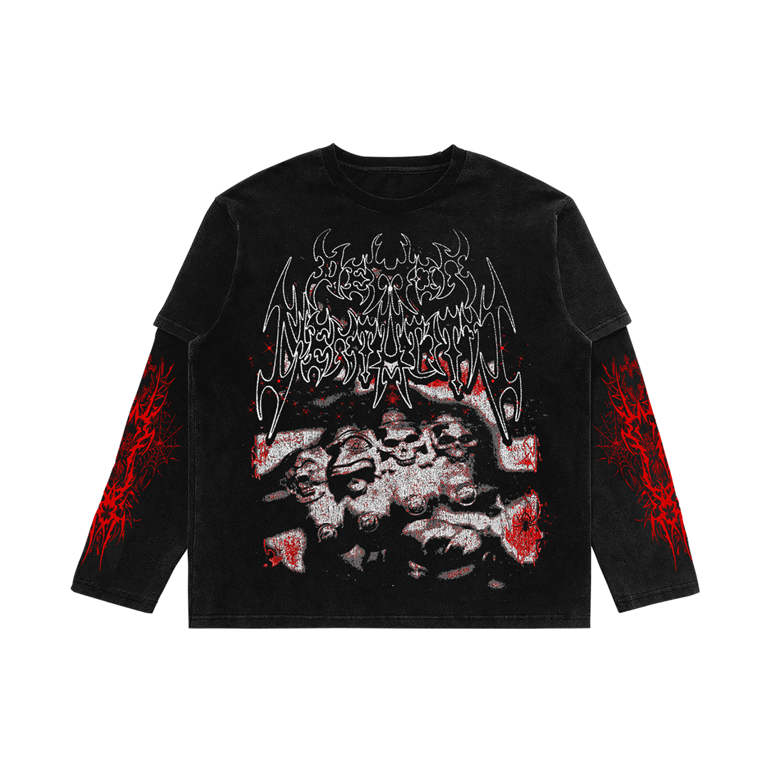 Double Layered Long Sleeve T-Shirt (Red)